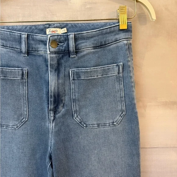 Faherty Women's High Rise Mid Wash Wide Leg Jeans - Picture 2 of 7